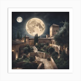 Full Moon In The City Art Print