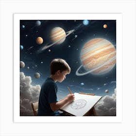 Sketching the Cosmos: A Child’s Imagination Unbound Art Print