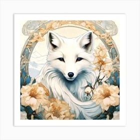 Fox And Flowers Art Print