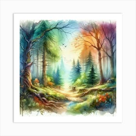 Watercolor Of A Forest 8 Art Print