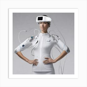 Woman With A Virtual Reality Headset Art Print