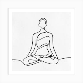 Meditating Woman Line Drawing Art Print