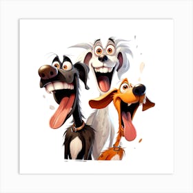 Happy three dogs Art Print