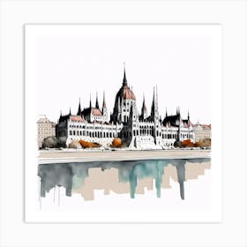 Budapest Parliament in Pen & Ink Art Print