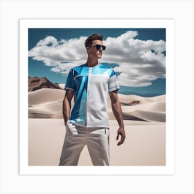 Beautiful man in the desert Art Print