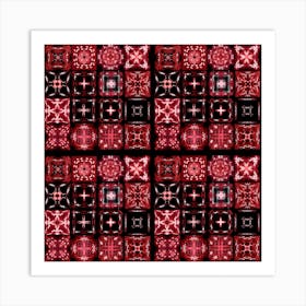 Red And Black Bandana Pattern Art Print