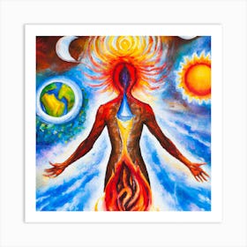 5 Elements Fire Water Air Earth Space Art Print