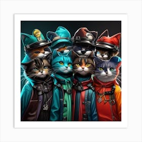 Cats In Hats Art Print