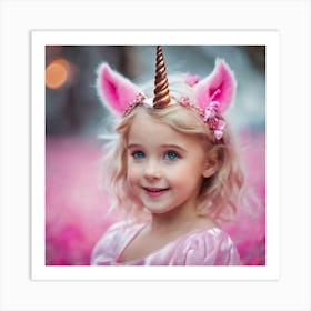 Little Girl In Unicorn Costume Art Print