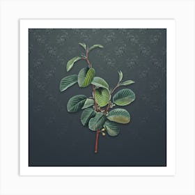 Vintage Alpine Buckthorn Plant Botanical on Slate Gray Pattern n.2401 Art Print