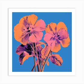 Andy Warhol Style Pop Art Flowers Lilac 1 Square Art Print