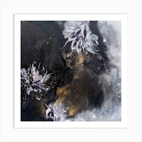 Dark Flower Painting 2 Square Art Print