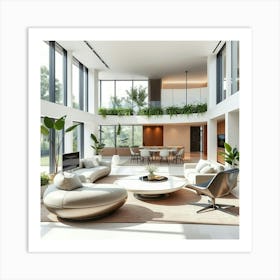 Futuristic Home Interior With Furniture Art Print