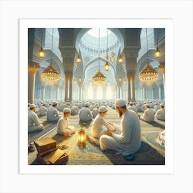 Muslims In The Mosqueلمشاعر الروحانية في رمضان Art Print