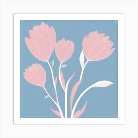 A White And Pink Flower In Minimalist Style Square Composition 62 Art Print