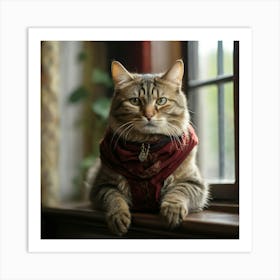 Cat Wearing A Scarf Art Print