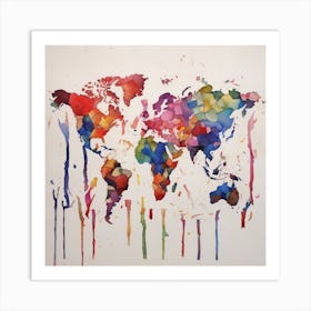 World Map Abstract Art Print