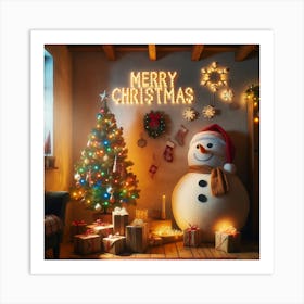 Christmas Snowman 1 Art Print