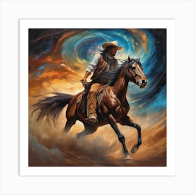 Cowboy On Horseback 3 Art Print