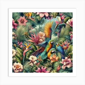Parrot seamless pattern art 4 Art Print