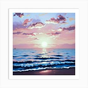 Sunset At The Beach Art Print