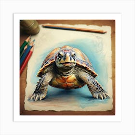 Turtle Drawing 17 Art Print