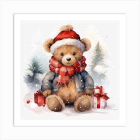 Christmas Teddy Bear Art Print