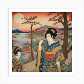 Two Geisha Art Print