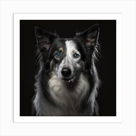 Portrait Of A Border Collie Art Print