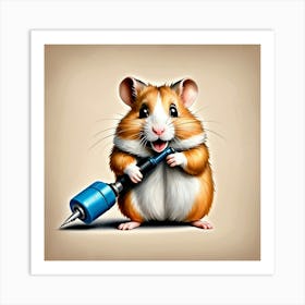 Hamster With A Drill Art Print