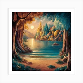 Sunset By The Lake 1 Art Print