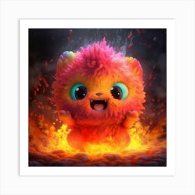 Flaming Teddy Bear Art Print