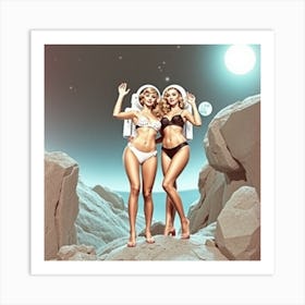 Two Women In Space Art Print