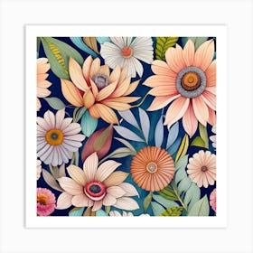 Floral Seamless Pattern 7 Art Print