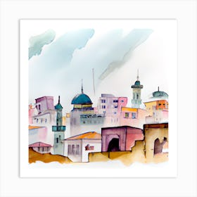 Watercolor Of Islamic City Art Print