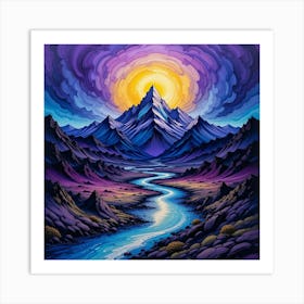 Sunrise Over The Mountains 1 Art Print