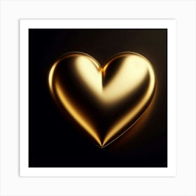 Gold Heart On Black Background Art Print