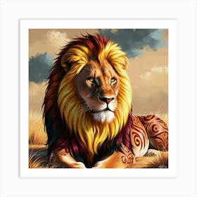 Strong looking lion Art Print