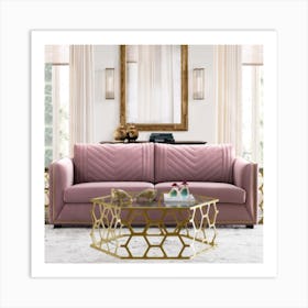 Pink Velvet Sofa Art Print