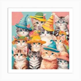 Kittens In Hats Art Print