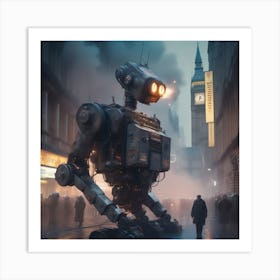 Robot On A City Street 3 Poster