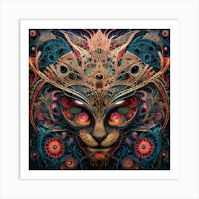 Psychedelic Cat art print Art Print