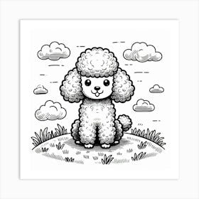 Line Art poodle dog 1 Art Print