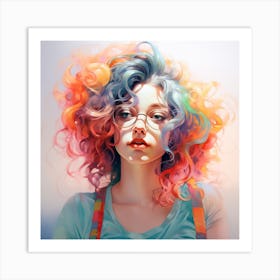 Girl With Colorful Hair 4 Art Print