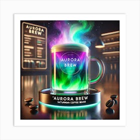 A Futuristic Beverage Named Aurora Brew, Featuri Art Print