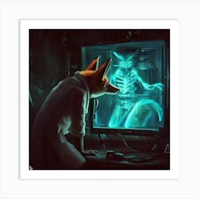 Fox In The Lab Art Print