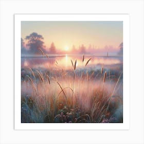 Sunrise Over A Meadow Art Print