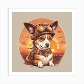 Steampunk Corgi 2 Art Print