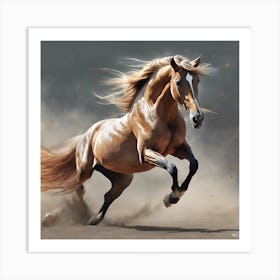 0 Depicts A Beautiful Horse Jumping In The Air, With Esrgan V1 X2plus (1) Art Print