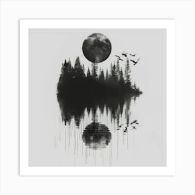 Moon Reflected In Water Art Print